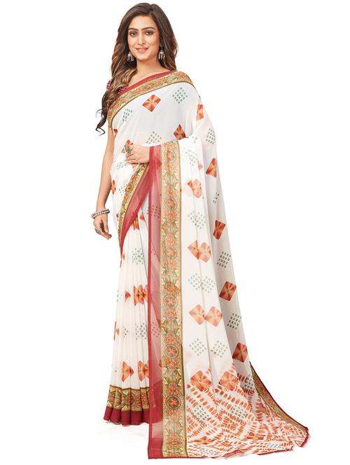 brown printed saree with blouse - 20065012 - Very Small Image - 1