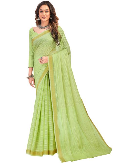 light green woven saree with blouse - 20065015 - Very Small Image - 1