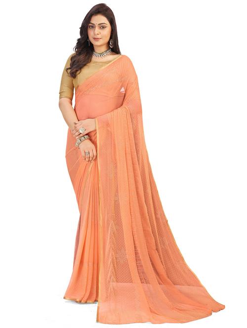 orange floral printed saree with blouse - 20065022 - Very Small Image - 1