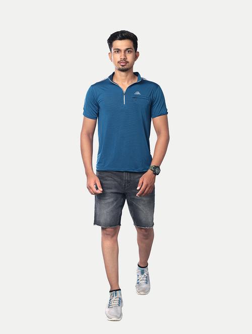 blue solid poly blend regular t-shirt - 20067391 - Very Small Image - 1