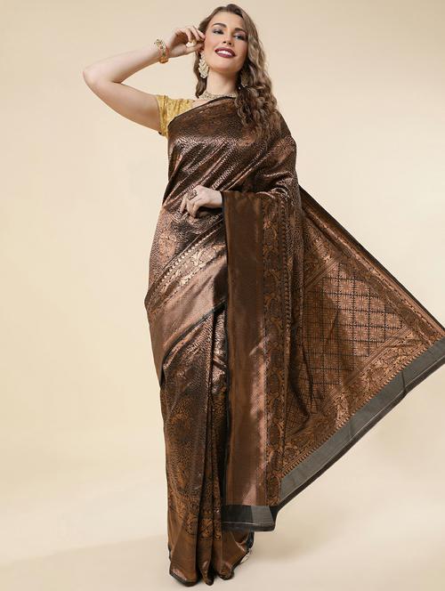 black banarasi saree with blouse - 20067897 - Very Small Image - 1