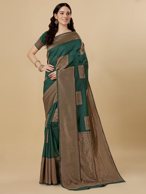 green silk banarasi saree - 20068091 - Very Small Image - 1