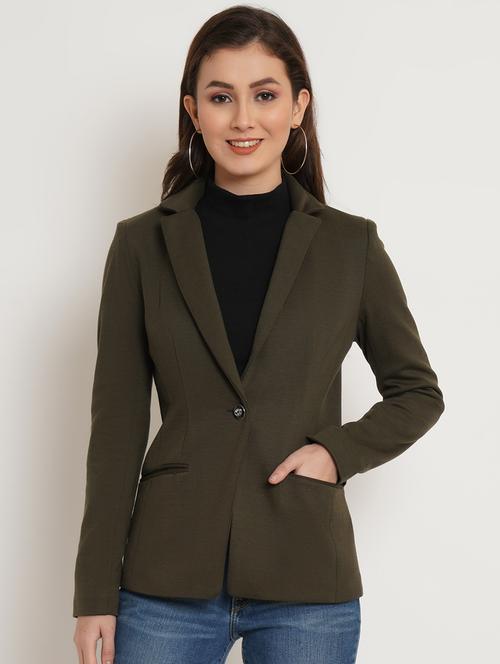 green solid casual blazer - 20068332 - Very Small Image - 1