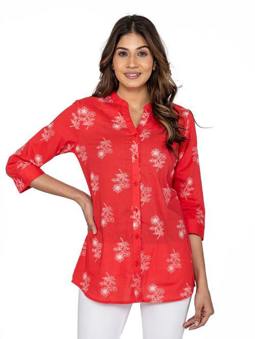 mandarin neck printed shirt - 20068400 - Very Small Image - 1