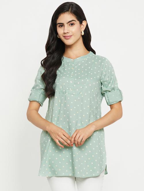 green polka dots regular tunic - 20068946 - Very Small Image - 1