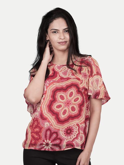 women's straight round neck top - 20069779 - Very Small Image - 1
