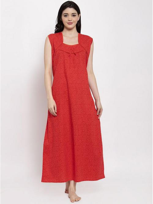 red floral print nighty - 20070081 - Very Small Image - 1