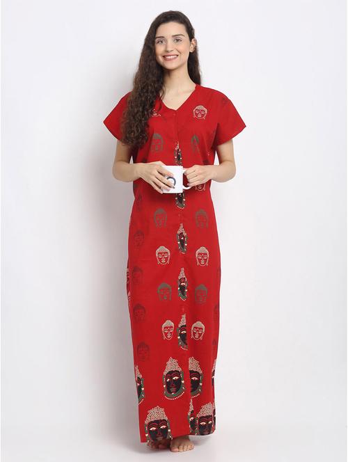 red printed nighty - 20070105 - Very Small Image - 1