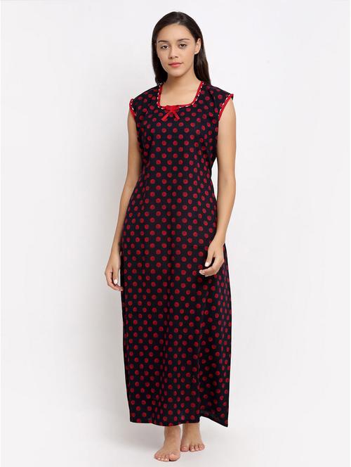 black polka dots print nighty - 20070106 - Very Small Image - 1