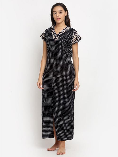 black polka dots print nighty - 20070157 - Very Small Image - 1