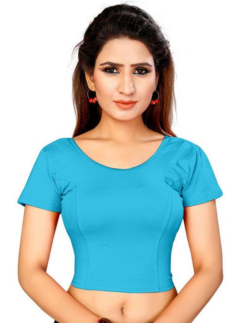 solid blue regular blouse - 20071258 - Very Small Image - 1