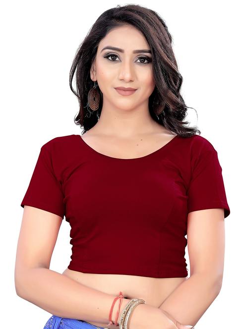 red cotton lycra regular blouse - 20071265 - Very Small Image - 1
