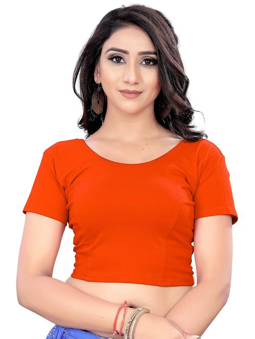 orange cotton lycra regular blouse - 20071267 - Very Small Image - 1