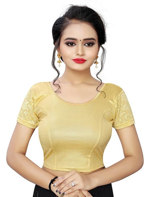 gold cotton lycra regular blouse - 20071288 - Very Small Image - 1