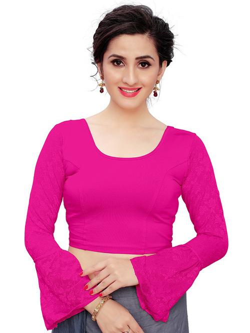 pink cotton blend regular blouse - 20071496 - Very Small Image - 1