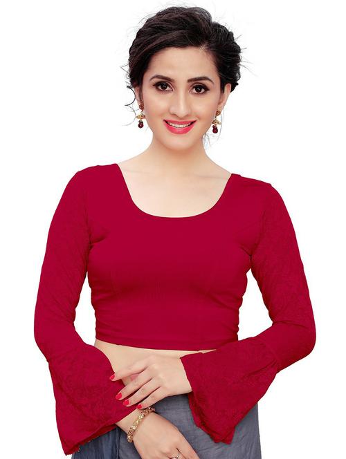 red cotton blend regular blouse - 20071497 - Very Small Image - 1