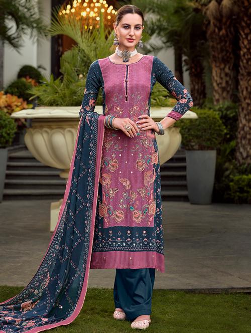 printed cotton unstitched suit set - 20072429 - Very Small Image - 1