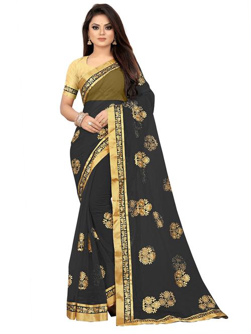 women's embroidered saree with blouse - 20074601 - Very Small Image - 1