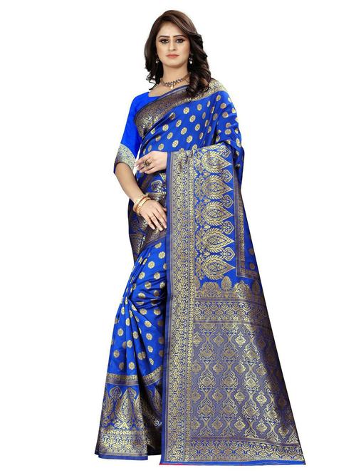 women's banarasi saree with blouse - 20075116 - Very Small Image - 1
