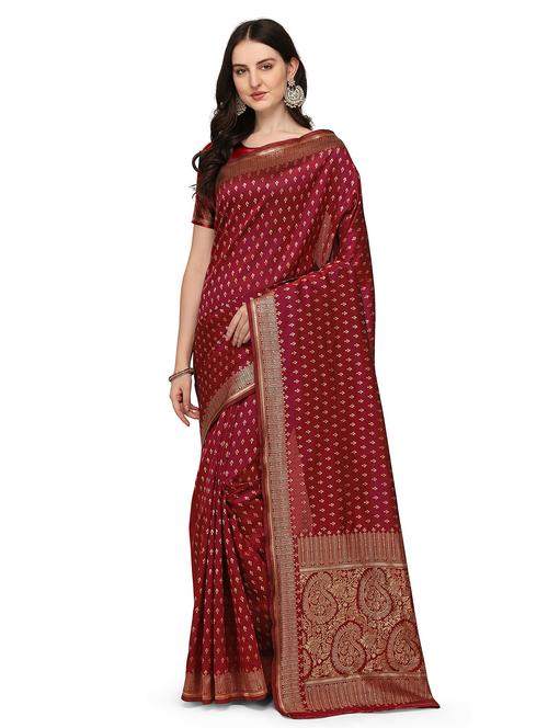 women's banarasi saree with blouse - 20075377 - Very Small Image - 1