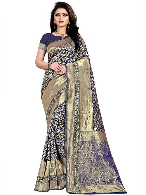 women's banarasi saree with blouse - 20075510 - Very Small Image - 1