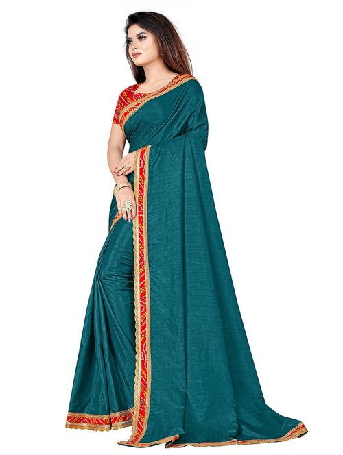 women's bordered royal blue colored saree - 20075525 - Very Small Image - 1