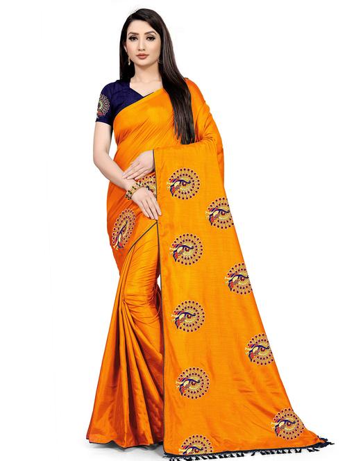 women's self design yellow colored saree with blouse - 20075582 - Very Small Image - 1