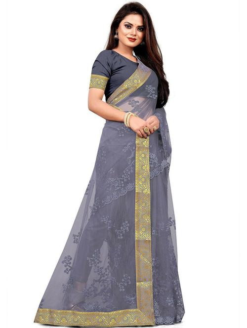 women's self design grey colored saree - 20075784 - Very Small Image - 1