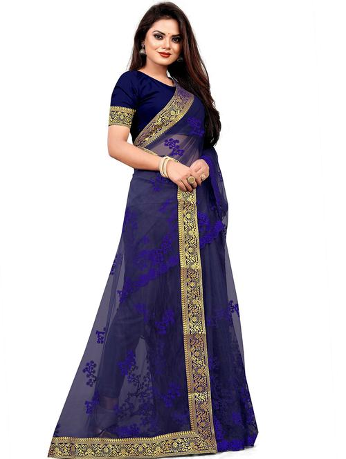women's embroidered saree with blouse - 20075791 - Very Small Image - 1