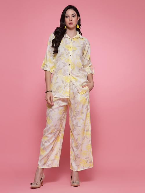 white printed top and trouser set co-ord - 20078311 - Very Small Image - 1