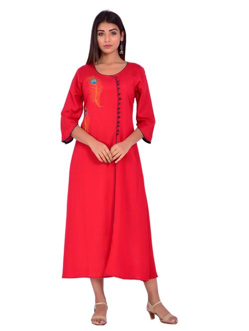 round neck a-line dress - 20078323 - Very Small Image - 1
