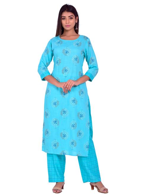 round neck kurta palazzo set - 20078356 - Very Small Image - 1