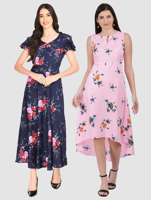 women's combo floral dress - 20079673 - Very Small Image - 1