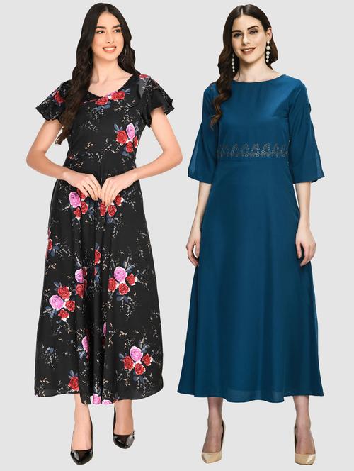 women's combo floral dress - 20079697 - Very Small Image - 1