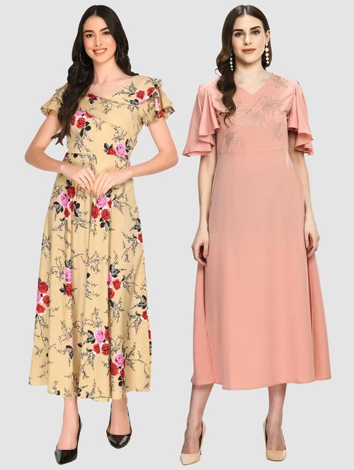 women's combo printed dress - 20079699 - Very Small Image - 1