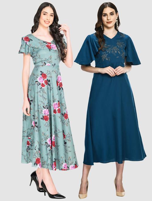 women's combo printed dress - 20079712 - Very Small Image - 1