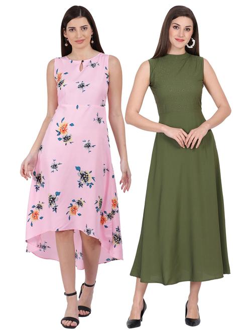 women's combo printed dress - 20079769 - Very Small Image - 1