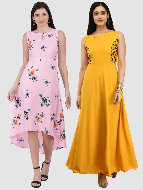 women's combo printed dress - 20079801 - Very Small Image - 1