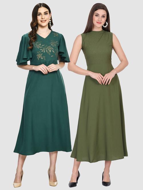 women's combo solid dress - 20079829 - Very Small Image - 1