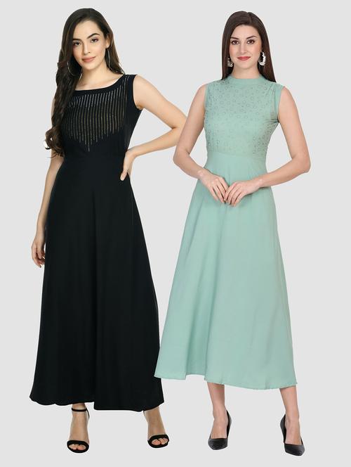 women's combo maxi dress - 20080063 - Very Small Image - 1