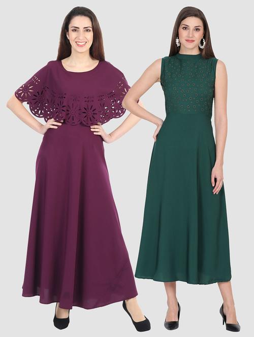 pack of 2 solid maxi dress - 20080099 - Very Small Image - 1