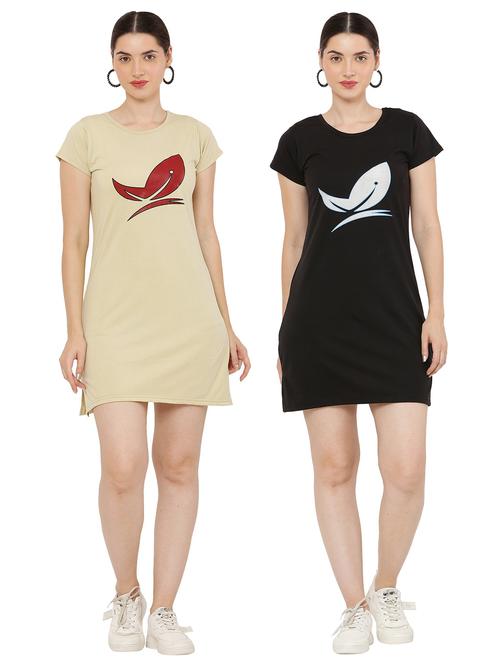 women's combo graphic dress - 20080146 - Very Small Image - 1
