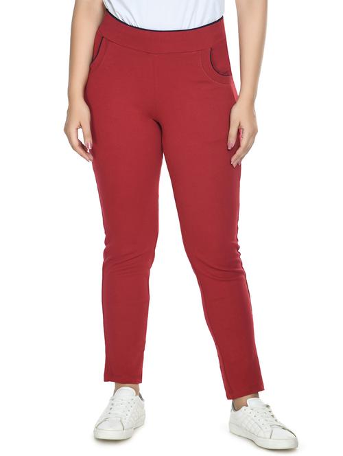 red cotton blend jeggings - 20080165 - Very Small Image - 1