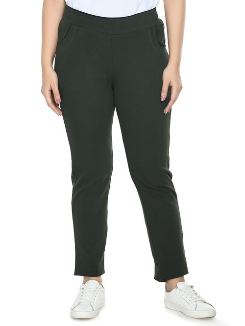 dark green cotton blend jegging - 20080169 - Very Small Image - 1