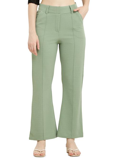 olive solid flat front trouser - 20080258 - Very Small Image - 1