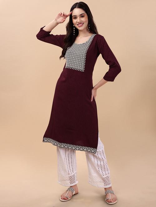 round neck printed kurta palazzo set - 20082594 - Very Small Image - 1