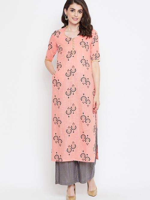 pink printed kurta palazzo set - 20082755 - Very Small Image - 1