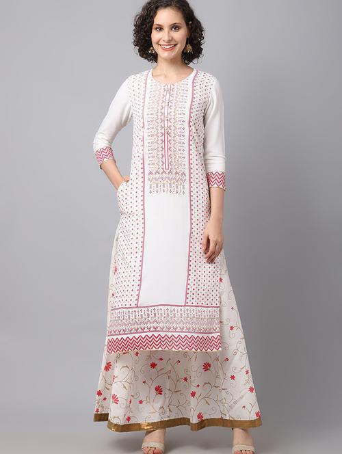off-white printed kurta skirt set - 20082805 - Very Small Image - 1