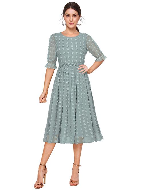 women's fit & flare swiss dots dress - 20083129 - Very Small Image - 1