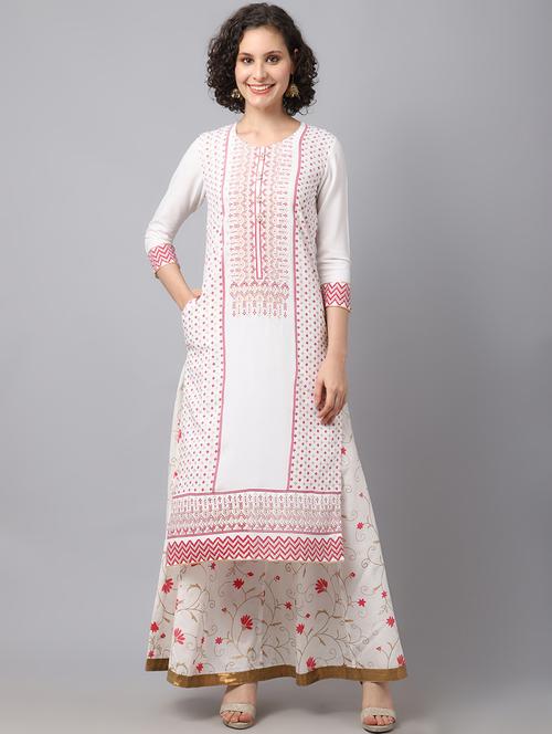 round neck printed straight kurta - 20083292 - Very Small Image - 1
